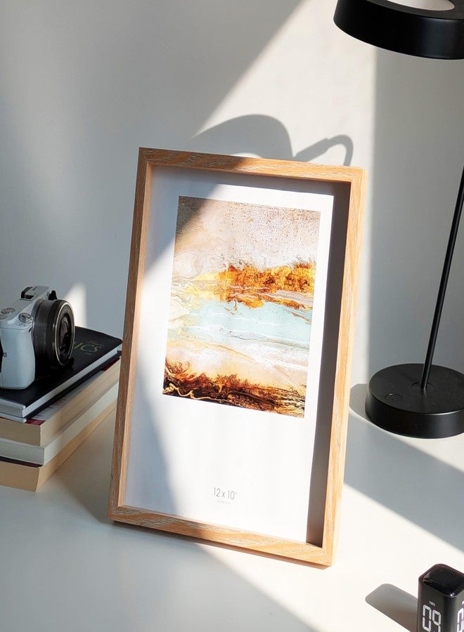 PLUSCHEN 10X12 Khaki Wooden Picture Frame with Plexiglass For Wall and Desktop Display - Image 2